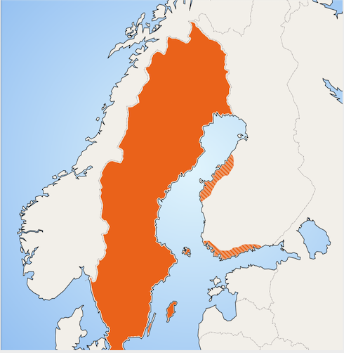 Map of a Scandanavian country